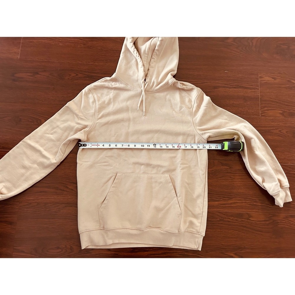 H & M Relaxed Fit Hoodie Mens M Medium Beige Tan Pullover Sweatshirt College - Picture 5 of 11